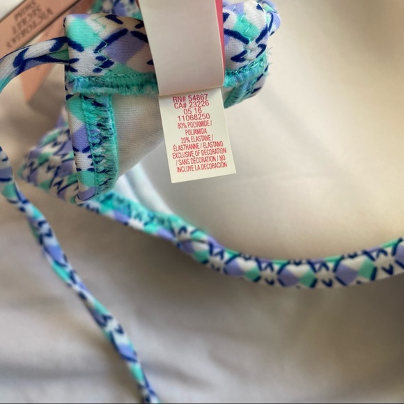 Victoria’s Secret The Gorgeous Bikini Top Strappy Tassel Blue Paisley 32D - Picture 11 of 12